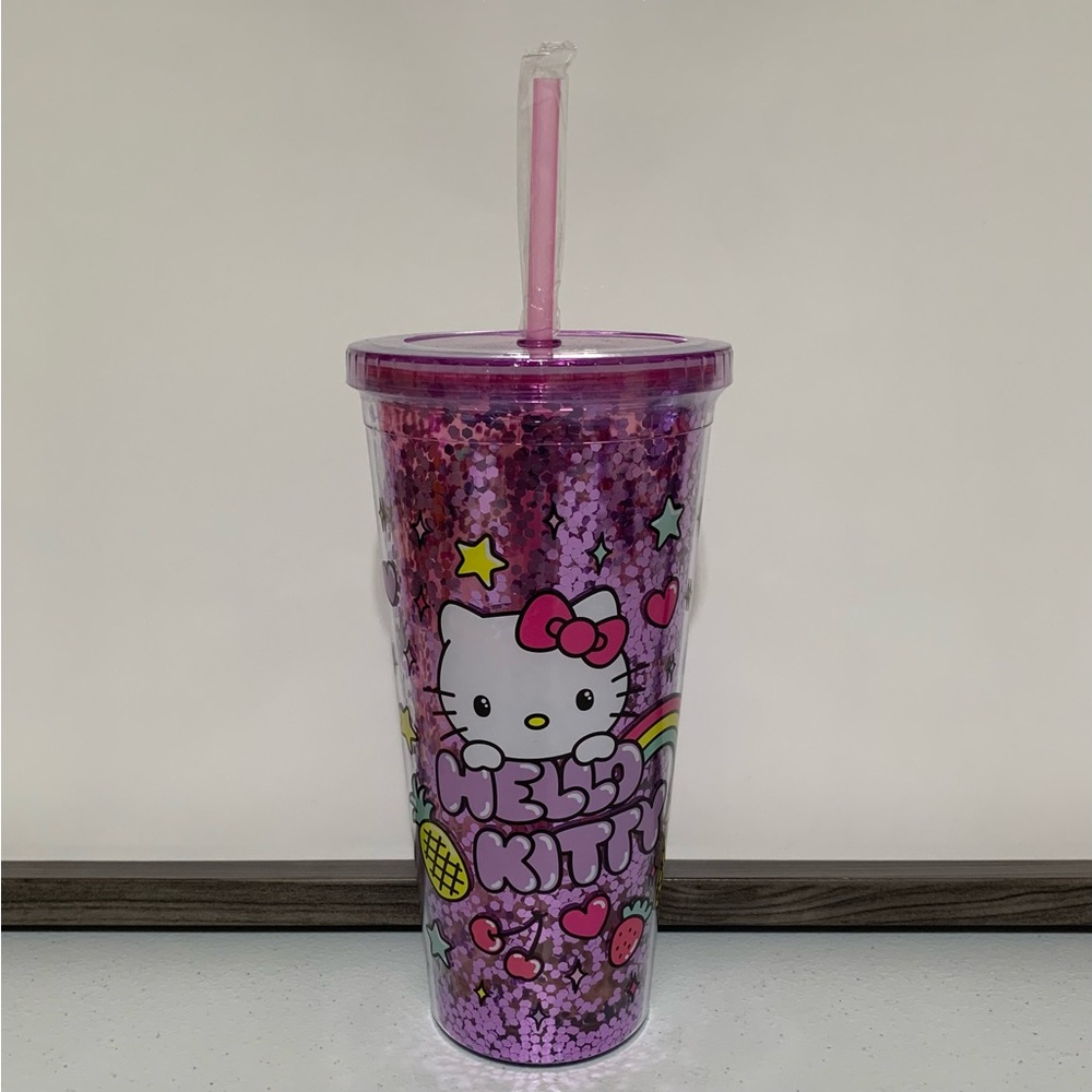 Sanrio Hello Kitty Confetti Carnival Tumbler Cup with Lid and Straw-32 Oz. NWT
